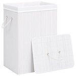 vidaXL Panier à linge avec une seule section bambou blanc