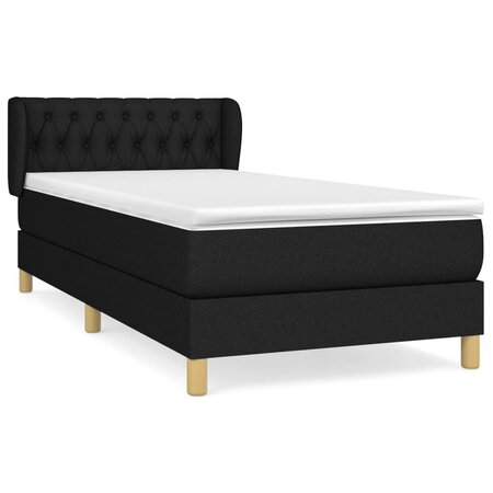 vidaXL Lit à sommier tapissier avec matelas Noir 90x200 cm Tissu
