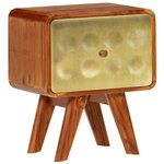 vidaXL Table de chevet Bois de Sesham solide Imprimé doré 49x40x30 cm