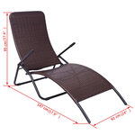 vidaXL Chaise longue pliable Rotin synthétique Marron
