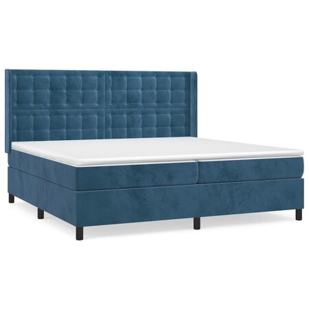 vidaXL Lit à sommier tapissier et matelas Bleu foncé 200x200cm Velours