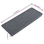 vidaXL Tapis d'escalier autocollants 15 Pièces 65x24 5x3 5 cm Gris