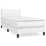 vidaXL Lit à sommier tapissier avec matelas Blanc 100x200cm Similicuir