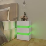 vidaXL Table de chevet à LED Blanc 45x35x67 cm Bois d'ingénierie