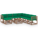 vidaXL Salon de jardin 9 Pièces avec coussins Vert