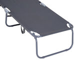 Bain de soleil transat pliable dossier réglable multipositions métal et polyester gris