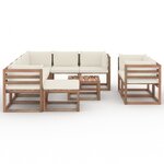 vidaXL Salon de jardin 10 Pièces avec coussin Crème