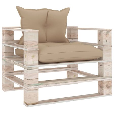 vidaXL Canapé palette de jardin avec coussins beige bois de pin