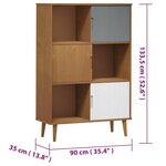 vidaXL Bibliothèque MOLDE Marron 90x35x133 5 cm Bois massif de pin
