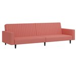 vidaXL Canapé-lit à 2 places avec repose-pied Rose Velours