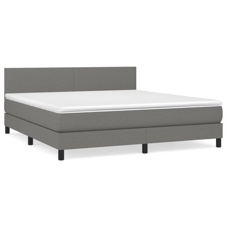 vidaXL Lit à sommier tapissier avec matelas Gris foncé 180x200cm Tissu