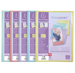 Protège-documents En Polypropylène Kreacover Pastel 40 Vues - A4 - Couleurs Assorties - X 20 - Exacompta