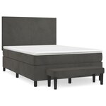vidaXL Lit à sommier tapissier et matelas Gris foncé 140x200cm Velours