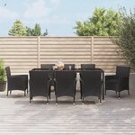 vidaXL Mobilier à dîner de jardin 9Pièces et coussins noir résine tressée