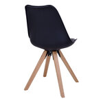 Chaise de table à manger en cuir noir à pieds en bois