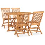 vidaXL Mobilier à dîner d'extérieur pliable 5 Pièces Bois solide de teck