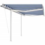 vidaXL Auvent automatique capteur de vent LED 3 5x2 5 m Bleu et blanc