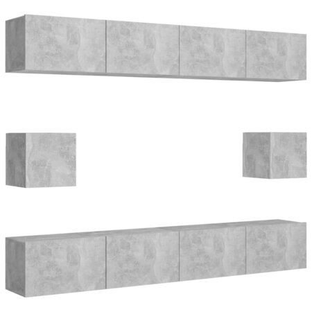vidaXL Ensemble de meubles TV 6 Pièces Gris béton Aggloméré