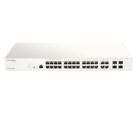 Dlink nuclias switch 28xge-ports poe+ nuclias switch 28xge-ports poe+ smart managed incl 4x1g combo 370ww/1yr lic