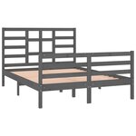 vidaXL Cadre de lit Gris Bois massif 120x190 cm Petit Double