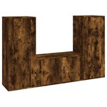 vidaXL Ensemble de meubles TV 3 Pièces Chêne fumé Bois d'ingénierie