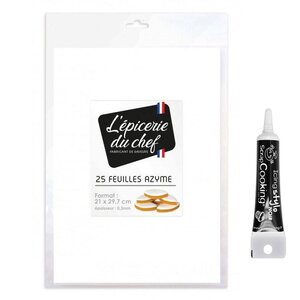 25 feuilles azyme blanches + Stylo glaçage noir