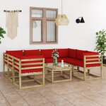 vidaXL Salon de jardin 9 Pièces avec coussins bois de pin imprégné