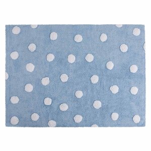 Tapis coton motif pois - bleu - 120 x 160