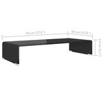 vidaXL Meuble TV/ Support pour moniteur 70 x 30 x 13 cm Verre Noir
