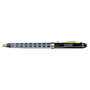 Stylo fin en métal laqué noir - Olivier
