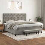 vidaXL Lit à sommier tapissier et matelas Gris clair 200x200cm Velours