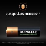 Duracell piles rechargeables aa 2500 mah  lot de 4 piles