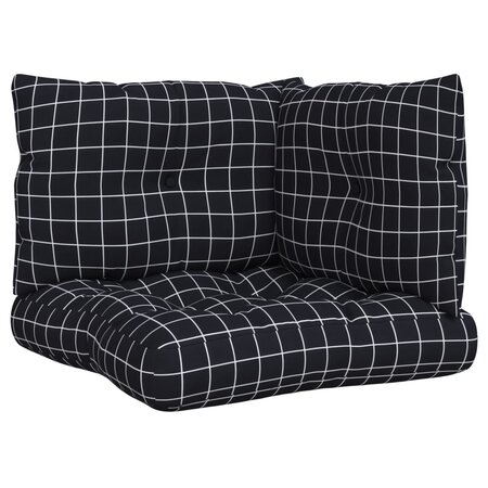 vidaXL Coussins de palette 3 Pièces motif à carreaux noir tissu Oxford
