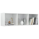 vidaXL Bibliothèque/Meuble TV Blanc brillant 36x30x114 cm Aggloméré
