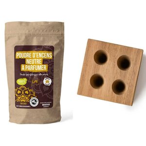 Moule en bois 4 cônes + Poudre neutre à parfumer