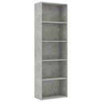 vidaXL Bibliothèque à 5 niveaux Gris béton 60x30x189 cm Aggloméré