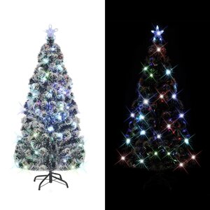 vidaXL Arbre de Noël pré-éclairé avec support 210 cm fibre optique