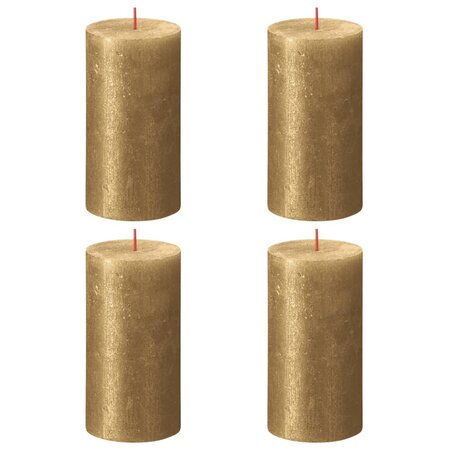 Bolsius Bougies pilier rustiques Shimmer 4 Pièces 130x68 mm Doré