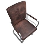 vidaXL Chaises à manger cantilever lot de 6 marron tissu cuir