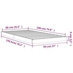 vidaXL Cadre de lit Gris 90x190 cm Bois de pin massif Simple