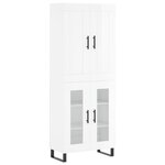 vidaXL Buffet haut Blanc brillant 69 5x34x180 cm Bois d'ingénierie