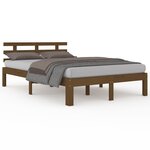 vidaXL Cadre de lit Marron miel Bois massif 135x190 cm Double