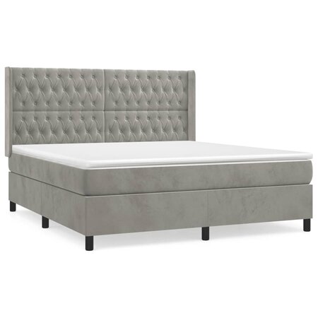 vidaXL Lit à sommier tapissier et matelas Gris clair 180x200cm Velours