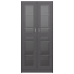 vidaXL Armoire à vitrine Gris brillant 82 5x30 5x185 5 cm Aggloméré
