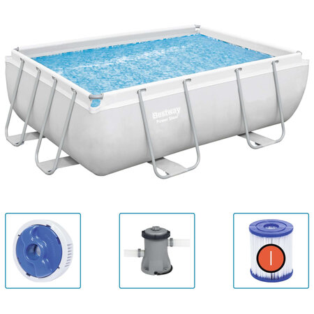 Bestway ensemble de piscine power steel rectangulaire 282x196x84 cm