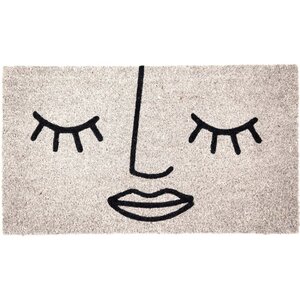 Paillasson déco en fibres de coco 70 x 40 cm visage