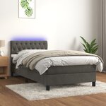 vidaXL Sommier tapissier et matelas et LED Gris foncé 90x200cm Velours