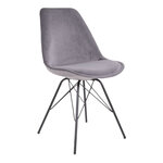 Chaise de table à manger en velours vert foncé aux pieds noirs