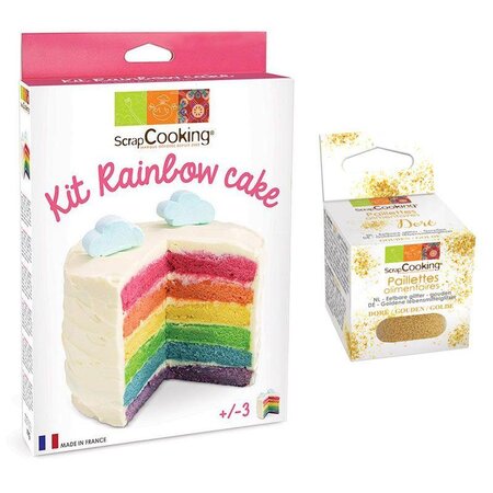 Kit Rainbow Cake + paillettes dorées