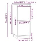 vidaXL Buffet Noir 31 5x34x75 cm Bois massif de pin